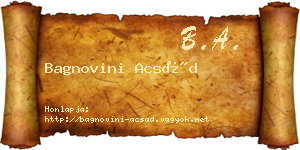 Bagnovini Acsád névjegykártya